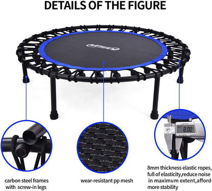 40"-48" Silent Mini Trampoline Fitness Trampoline Bungee Rebounder Jumping Cardio Trainer Workout for Adults-Max Limit 330Lbs