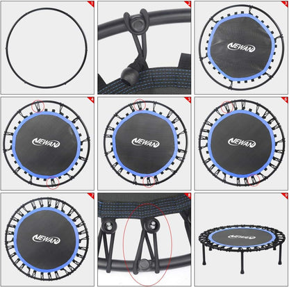 40"-48" Silent Mini Trampoline Fitness Trampoline Bungee Rebounder Jumping Cardio Trainer Workout for Adults-Max Limit 330Lbs