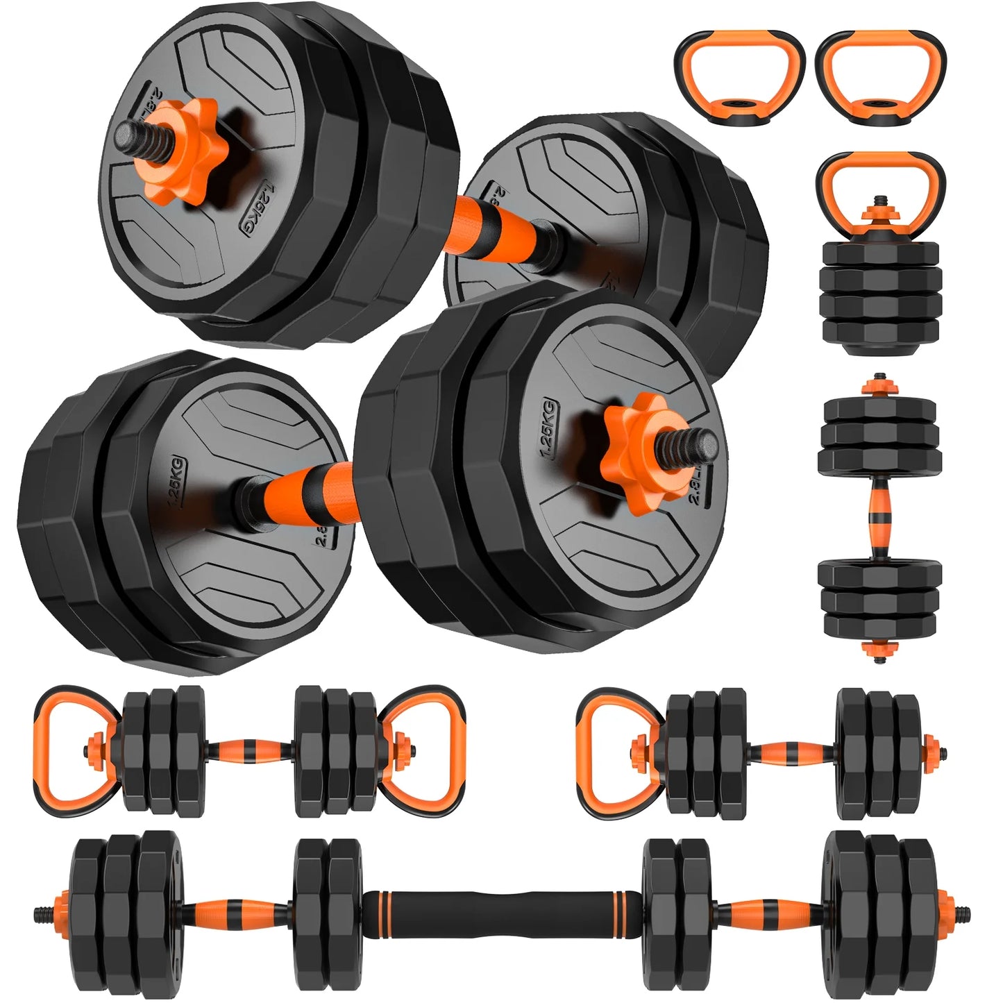 44Lb 4-In-1 Adjustable Dumbbells Set Free Weight Set with Connector Used as Barbell, Kettlebells, Push up Stand, Fitness Exercises for Home Gym Suitable Men/Women