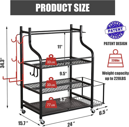 Yoga Mat Storage Racks,Home Gym Storage Rack for Dumbbells Kettlebells Foam Roller, Yoga Strap and Resistance Bands, Workout Equipment Storage Organizer with Hooks and Wheels